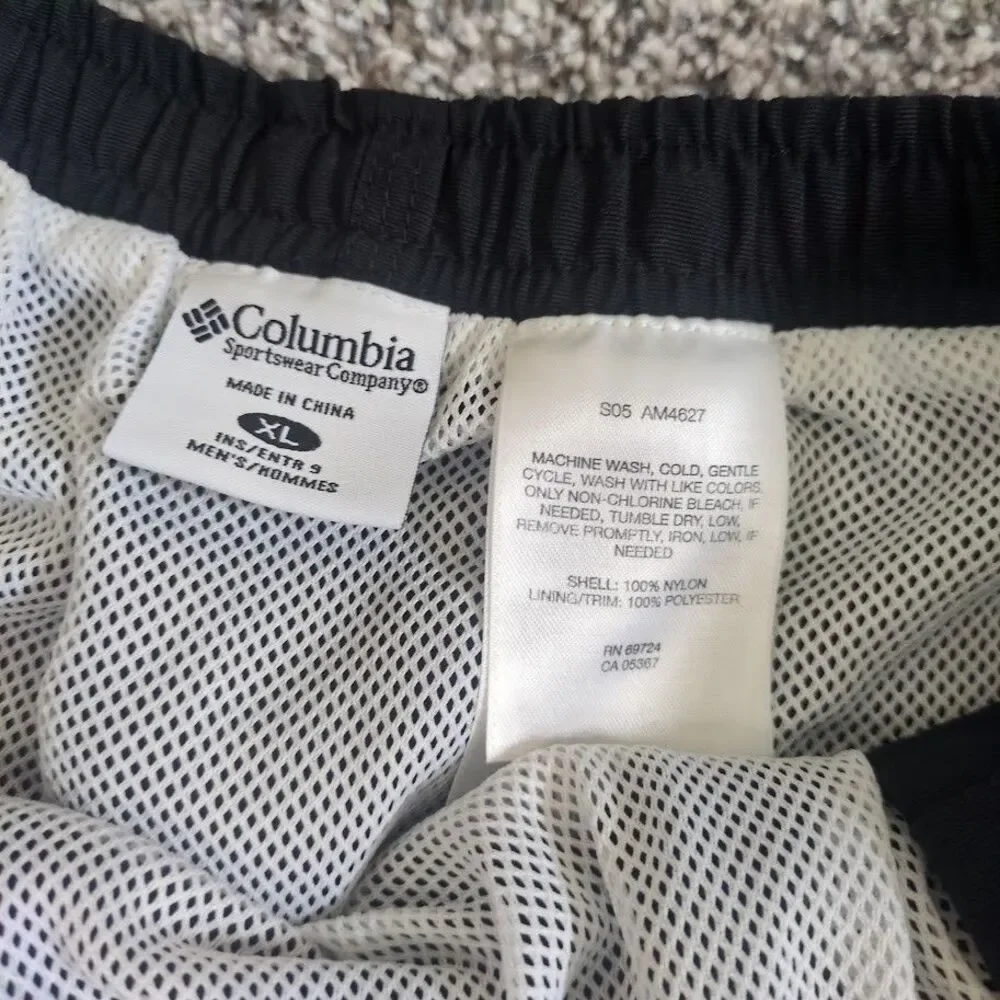 Columbia Swim Trunks Mens XL Black Water Short Cargo Pockets Drawstring